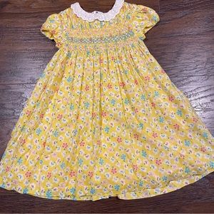 Mini Boden Yellow Collared Smocked Dress